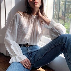 “Nasty Gal” Pleated Puff Sleeve Blouse